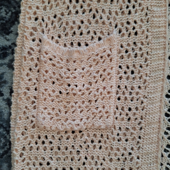 Light Pink Knitted Cardigan with Hood and Pockets - Picture 3 of 4